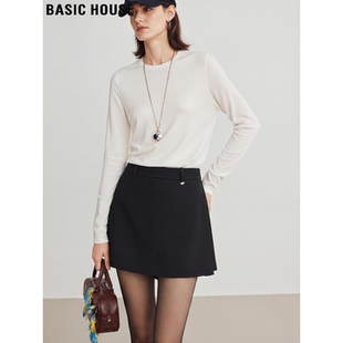 半身裙裤 百家好黑色西装 女夏季 新款 Basic 高腰a字休闲短裤 House