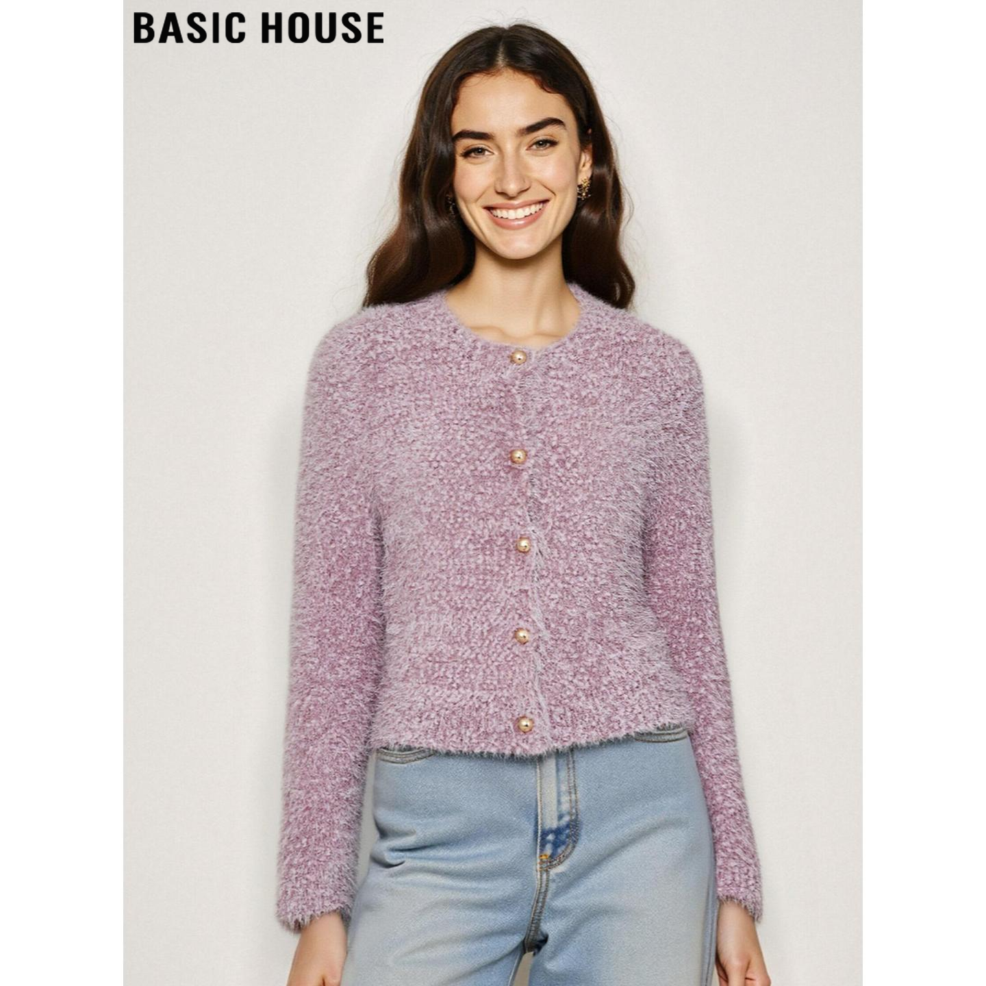 Basic House/百家好细闪针织开衫女2026春季新款设计感小香风外套,女装/女士精品,短外套,淘宝优惠券,粉丝福利购,淘宝优惠卷