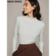 House 修身 百家好白色木耳边半高领针织衫 Basic 女冬季 法式 打底衫