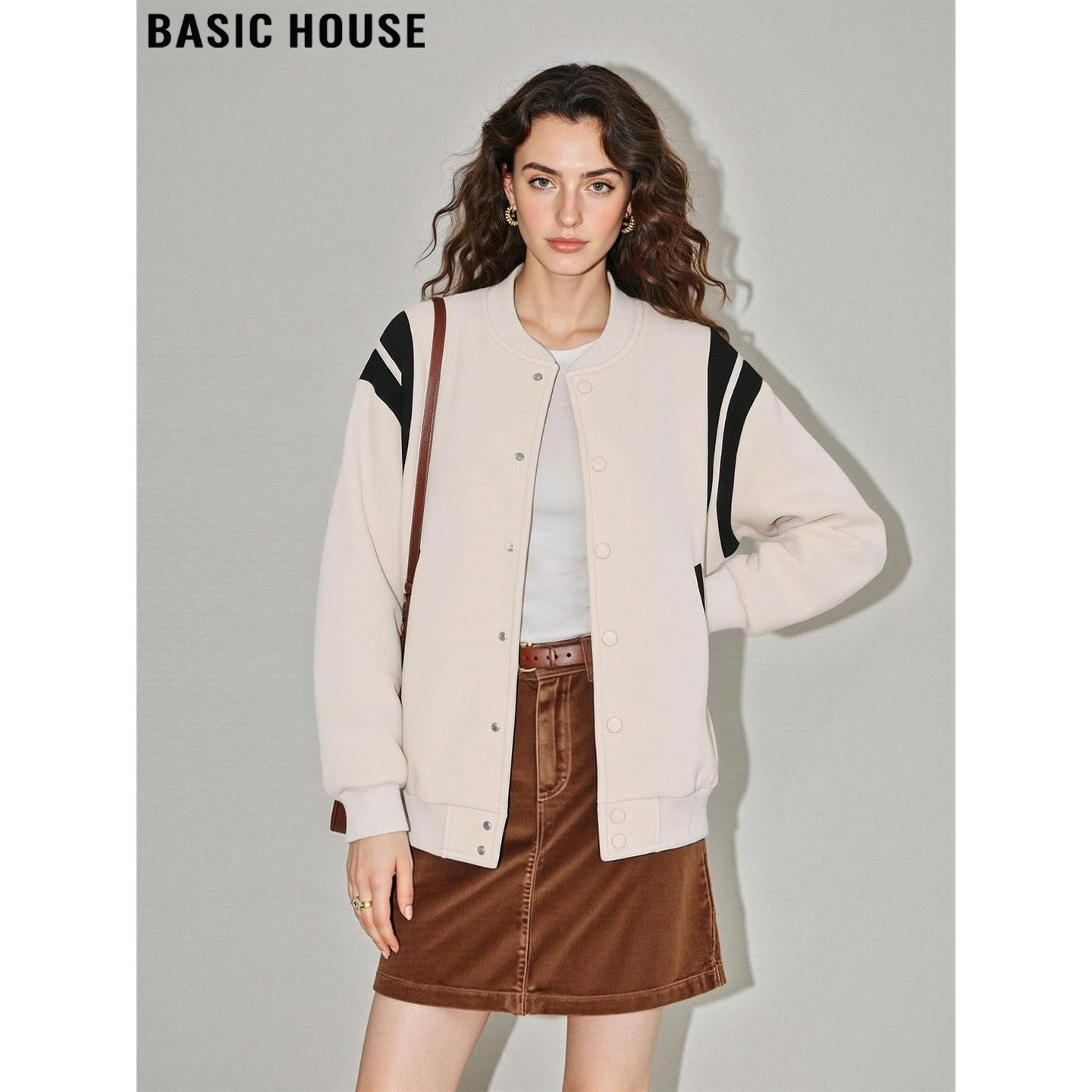 Basic House/百家好休闲百搭棒球服外套女2026春季新款高级感夹克