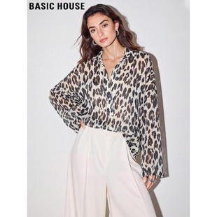 House 薄款 百家好复古港味亚麻豹纹衬衫 新款 衬衣 女2026春季 Basic