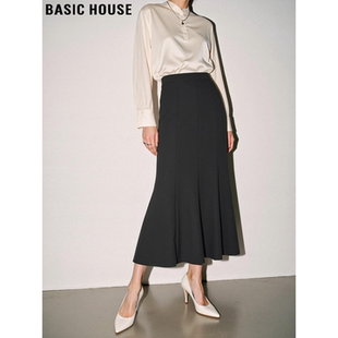 新款 百家好高级感鱼尾半身裙女2026春季 高腰包臀长裙 House Basic