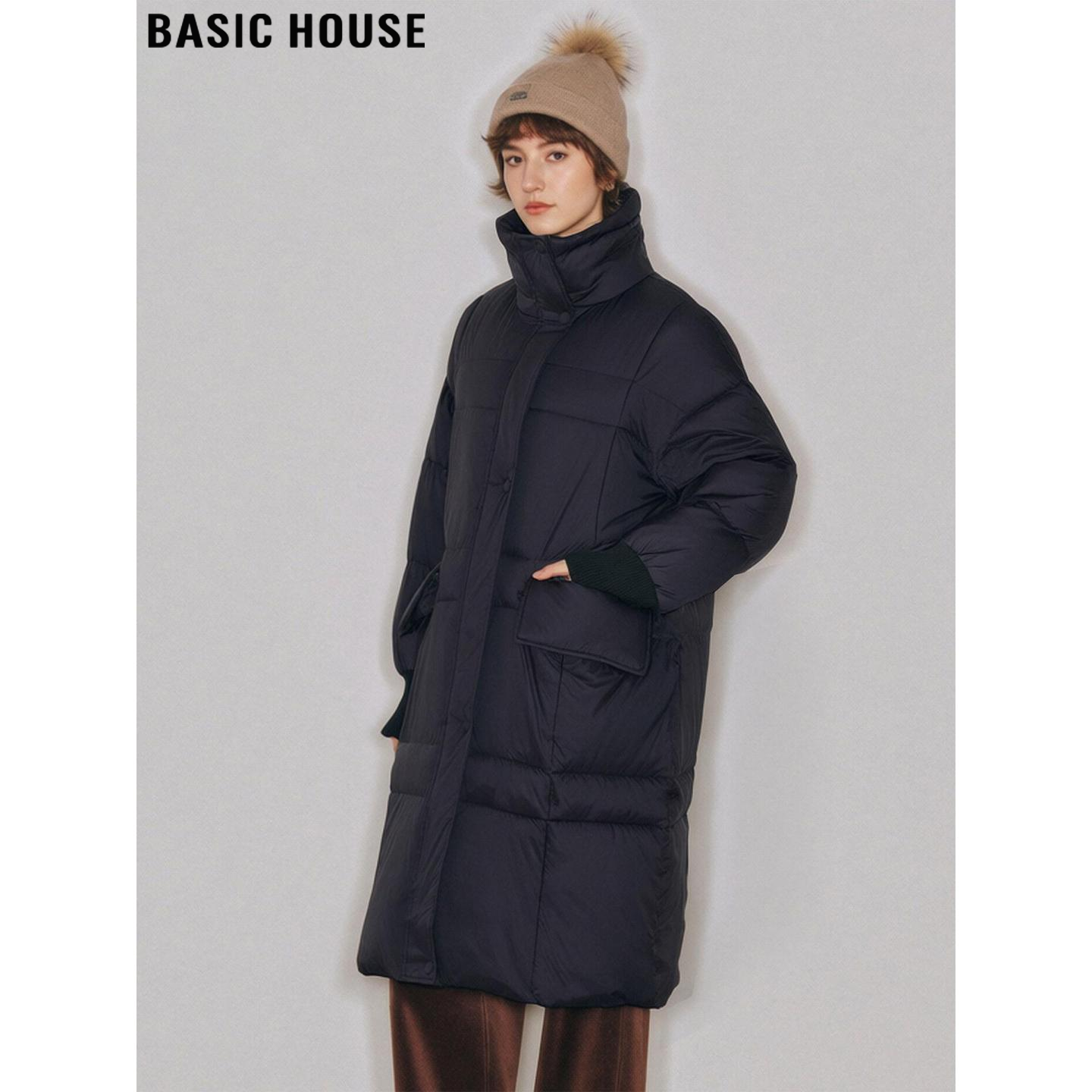 百家好黑色过膝御寒加厚保暖外套