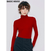 软糯打底衫 Basic 女冬季 修身 House 百家好本命红堆堆领羊毛针织衫