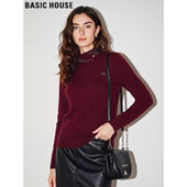 打底衫 Basic 女2026春季 新款 House 百家好气质红色烫钻兔绒针织衫