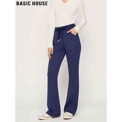 微喇运动裤加绒加厚抽绳高腰卫裤