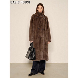 毛毛外套女春季 百家好美拉德咖色长款 轻奢仿皮草大衣 House Basic