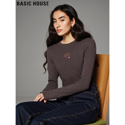 百家好山茶花刺绣针织打底衫女