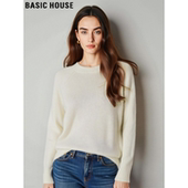 House 百家好舒适软糯宽松圆领100%羊毛针织衫 女冬季 Basic 打底衫