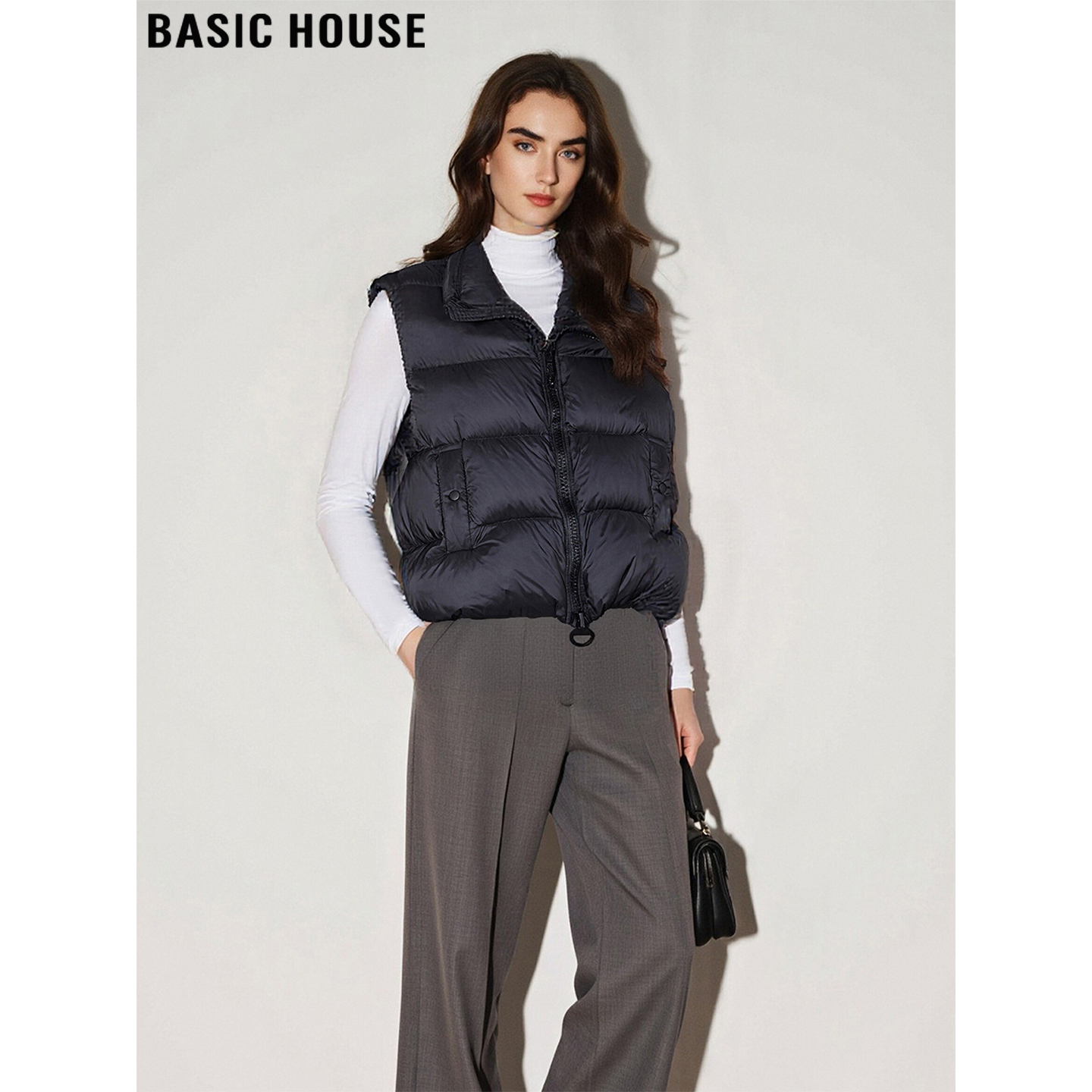 百家好加厚黑色90%鸭绒羽绒马甲