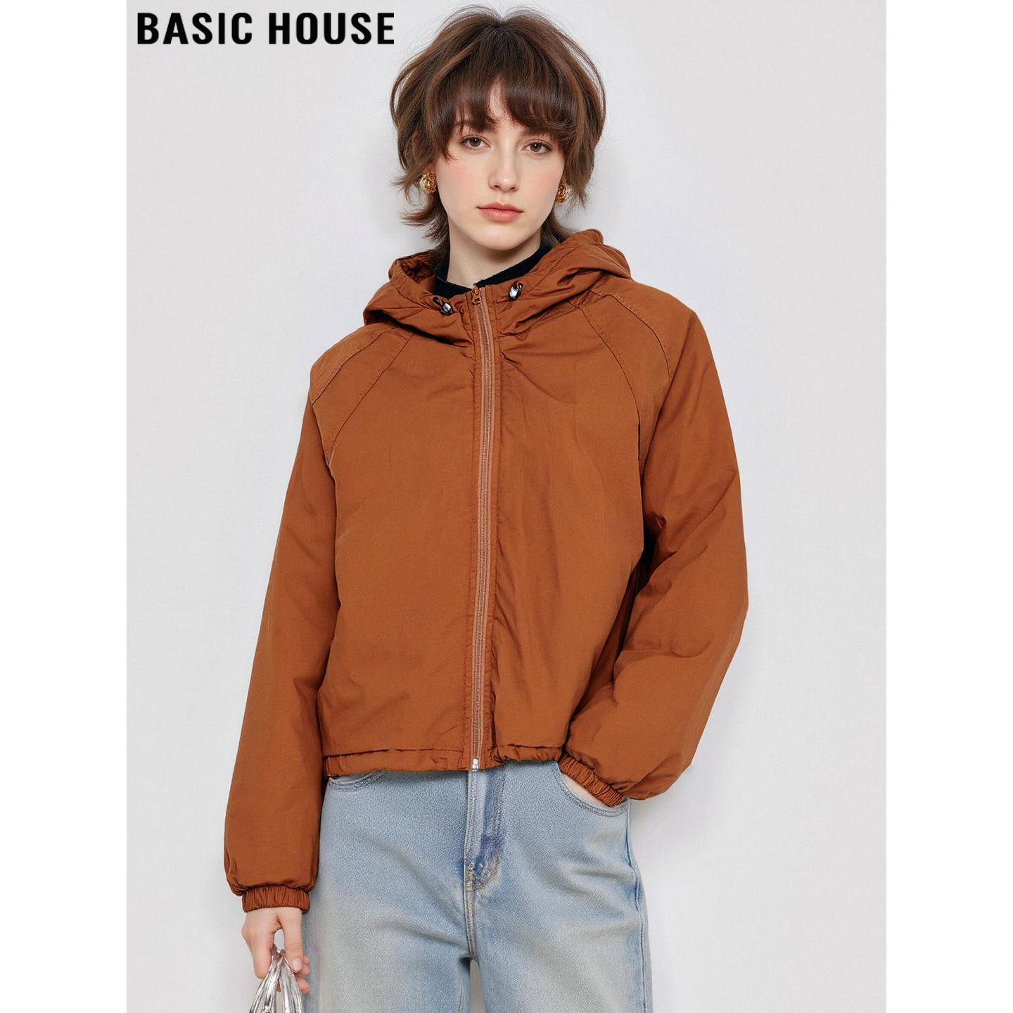 百家好高级感加厚连帽工装短外套