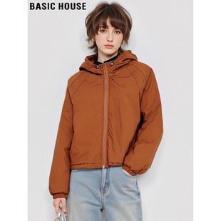 新款 Basic 短外套女士2026春季 百家好加厚连帽工装 宽松棉服 House