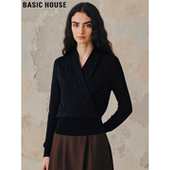 House 百家好优雅气质亮片V领针织衫 女冬季 Basic 收腰毛衣打底衫