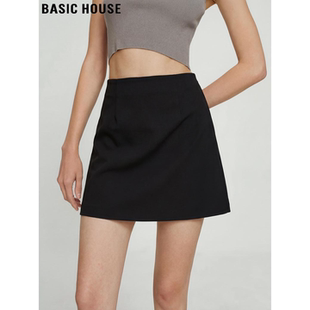 新款 Basic 半身裙女2026春季 百家好黑色西装 高腰包臀短裙子 House
