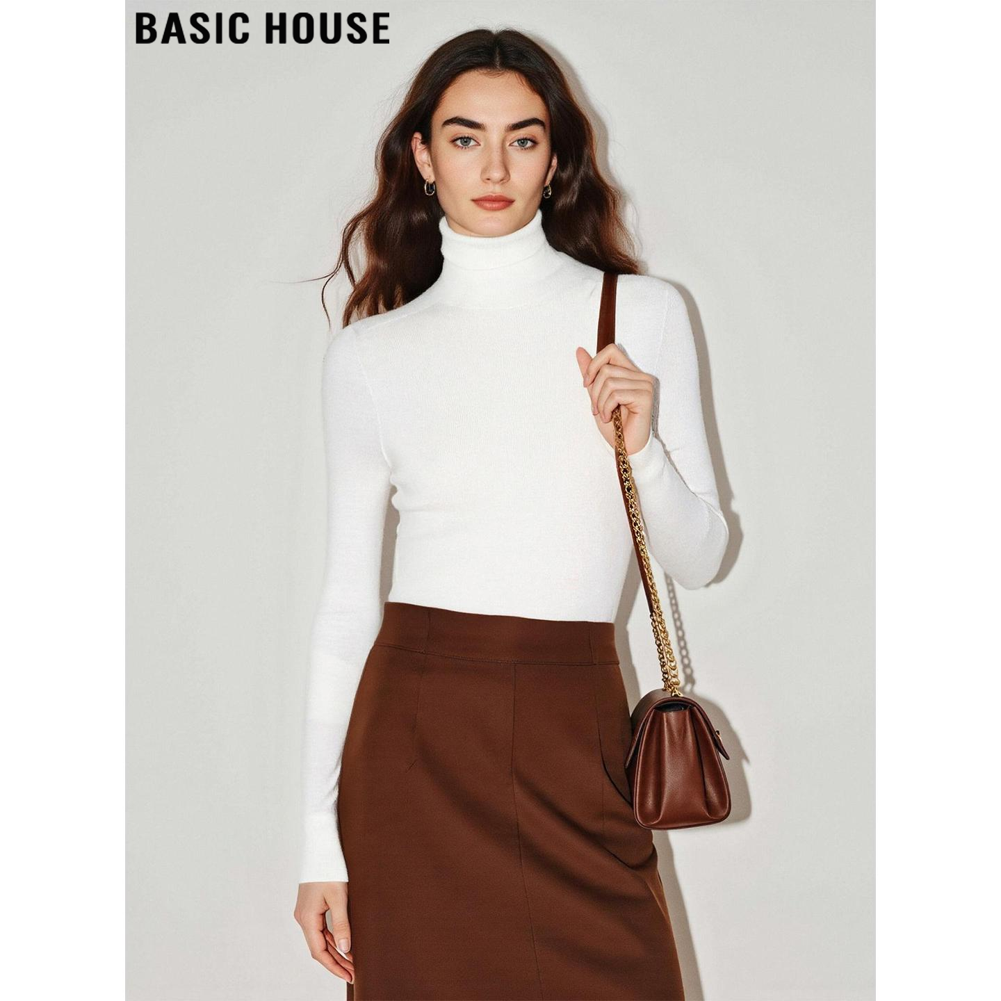 Basic House/百家好百搭基础款半高领100%羊毛针织打底衫女士冬季,女装/女士精品,毛针织衫,淘宝优惠券,粉丝福利购,淘宝优惠卷