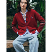 House 百家好红色小马针织开衫 女2026春季 Basic 新款 洋气减龄上衣