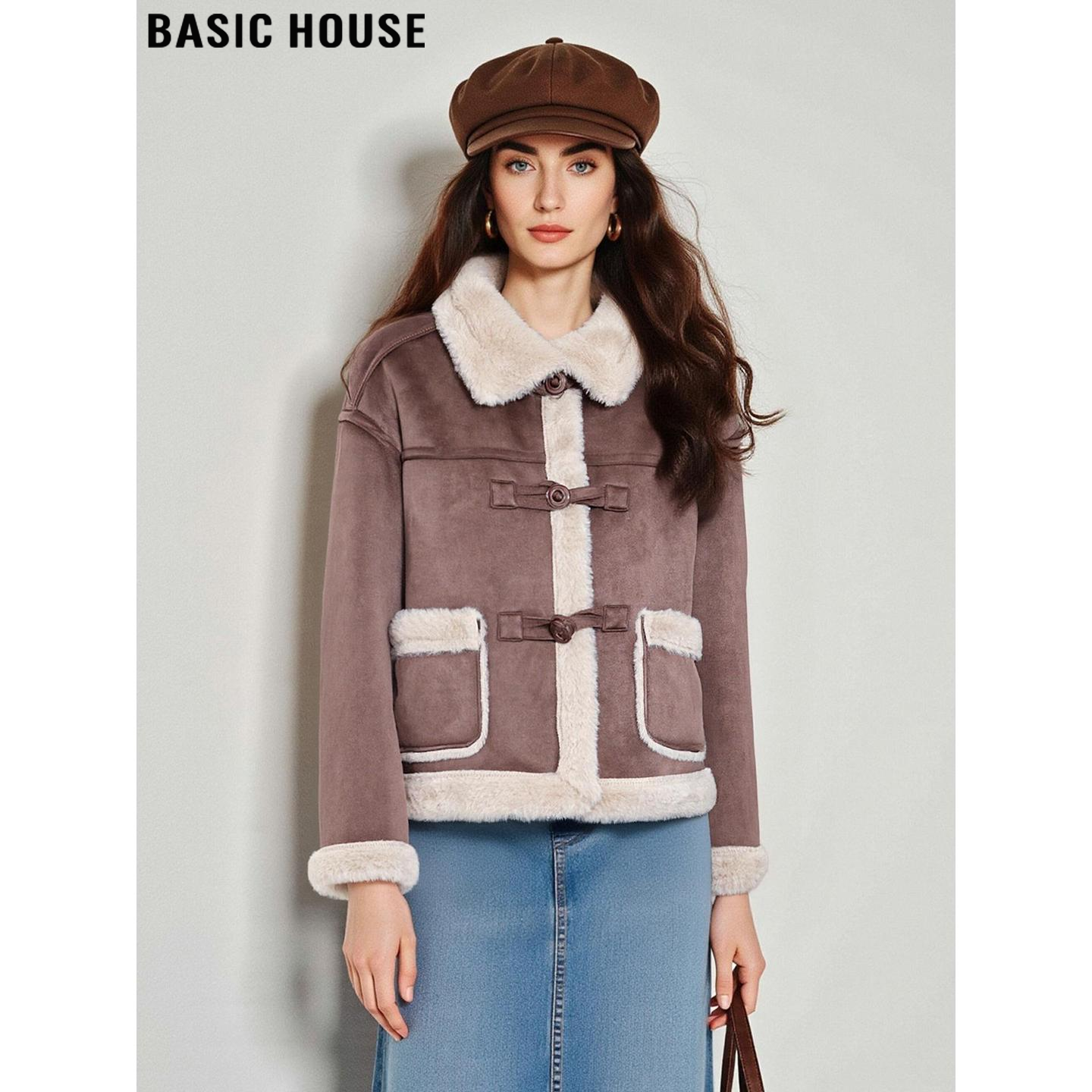 百家好皮毛一体毛茸茸加绒外套