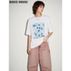 House 百家好白色字母印花短袖 T恤女2026夏季 Basic 新款 圆领体恤