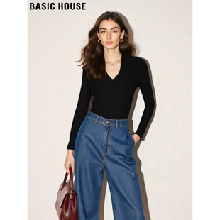 女2026春季 百家好V领内搭打底衫 新款 基础款 上衣 Basic 修身 House