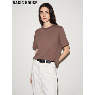 咖色纯棉短袖 百家好美式 T恤女2026夏季 新款 体恤 Basic 半袖 House