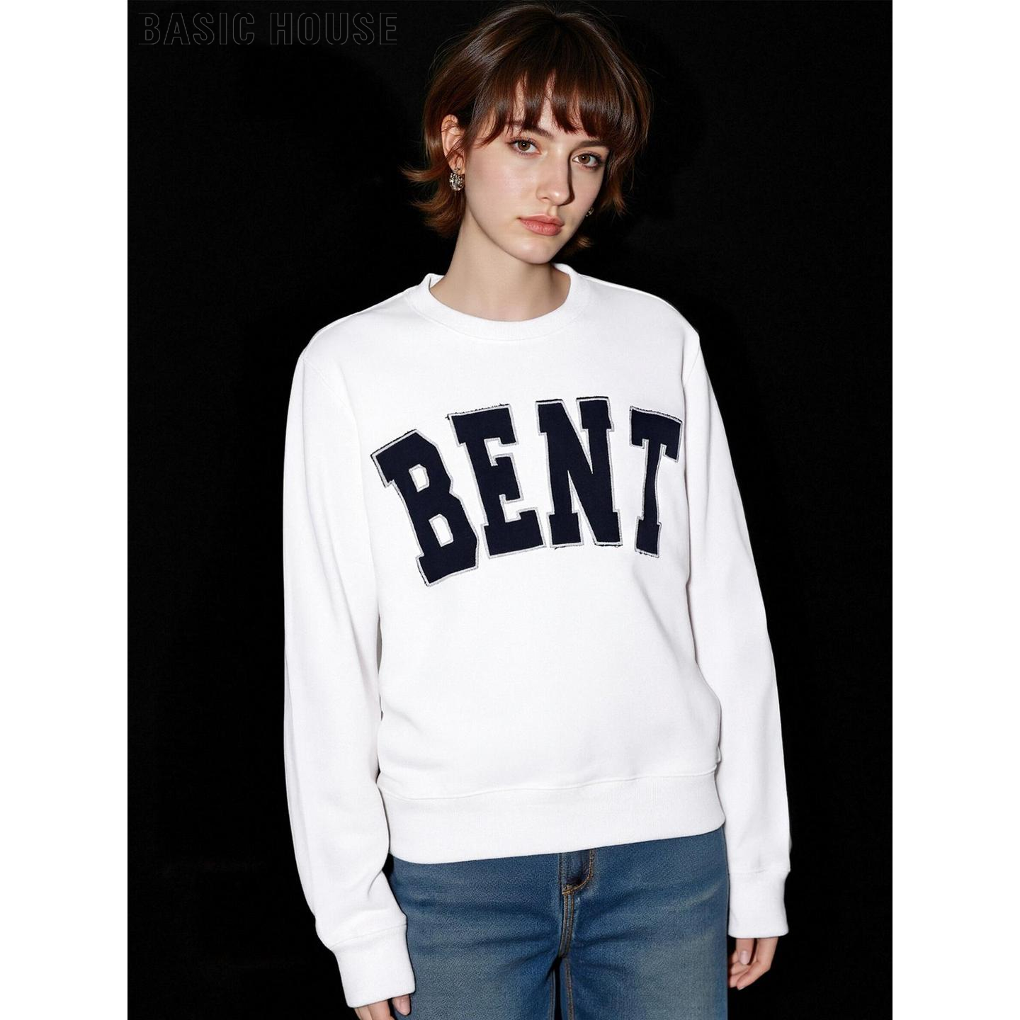 白色字母印花圆领卫衣加厚打底衫