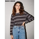 House 百家好撞色条纹圆领T恤女2026春季 新款 Basic 慵懒长袖 上衣