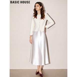 女2026春新款 百家好小香风白色套装 半身裙粗花呢外套 House Basic