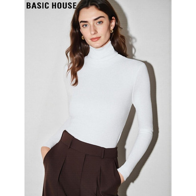 百家好米白色加厚高领打底针织衫