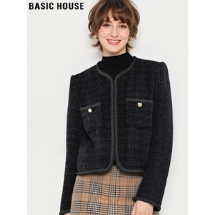 Basic House/百家好小香风毛呢外套女2026春季新款法式气质小西装