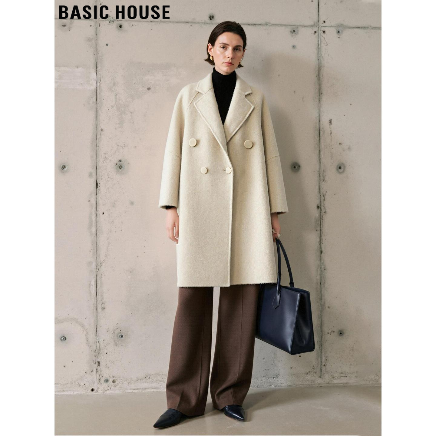 百家好高级感气质加厚毛呢大衣女