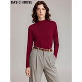 House 百家好红色半高领针织打底衫 女冬季 Basic 加厚内搭修身 毛衣