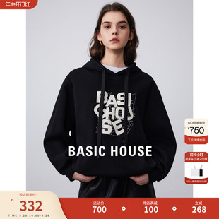 新款 时尚 House 黑色帽衫 百家好设计感连帽卫衣女春季 Basic