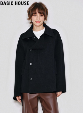 Basic House/百家好100%羊毛气质毛呢外套女冬小个子双面呢子大衣