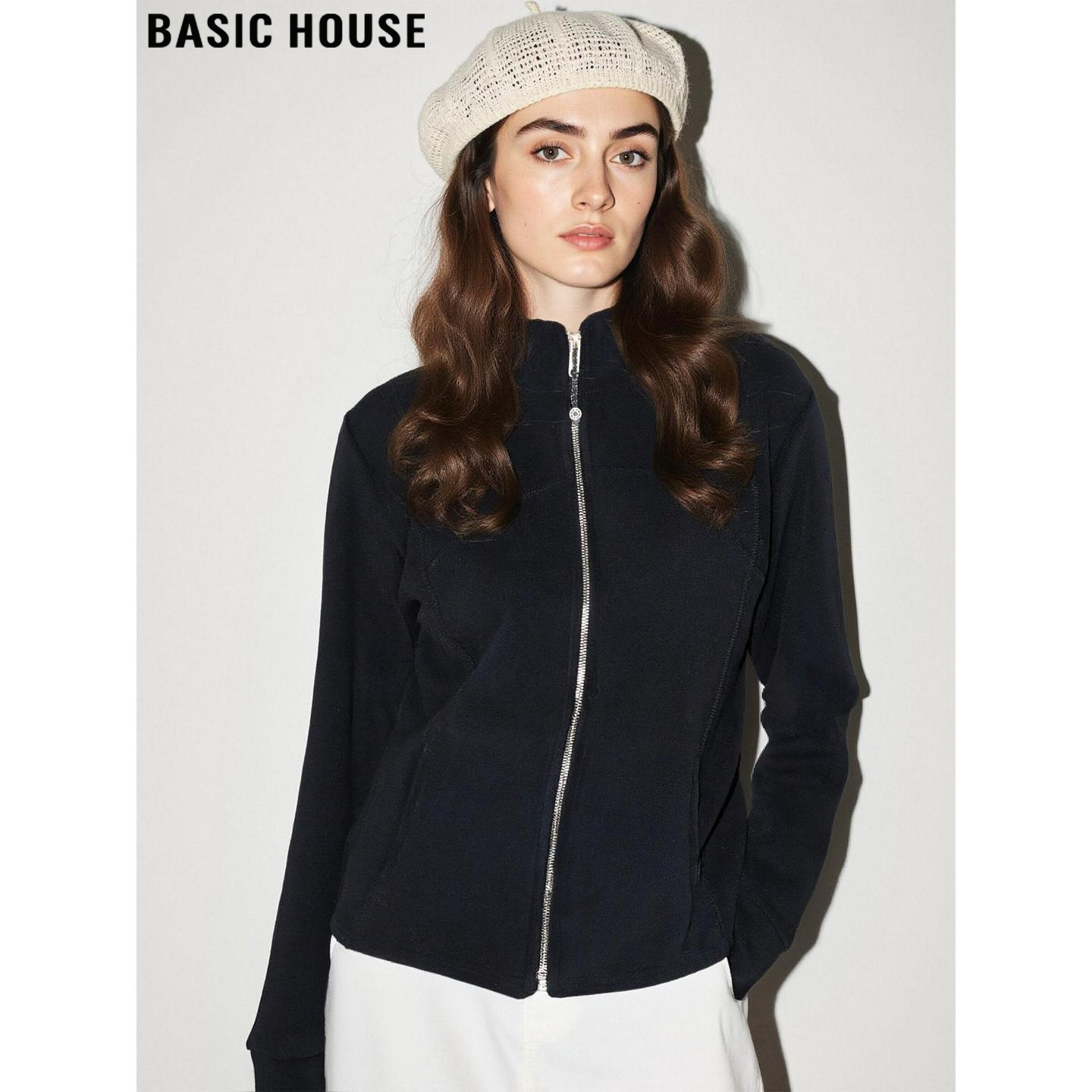 黑色立领拉链卫衣加厚内搭上衣女