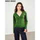 House 百家好绿色V领针织衫 女2026春季 Basic 新款 慵懒风软糯毛衣
