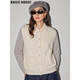 新款 Basic 女2026春季 百家好米色翻领针织马甲开衫 外穿毛衣 House