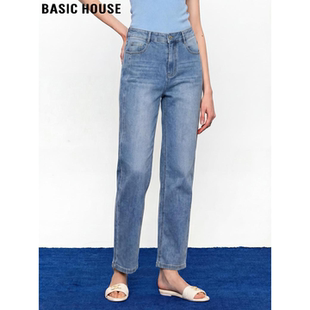 House 高腰显瘦烟管裤 百家好蓝色直筒牛仔裤 新款 女2026春季 Basic