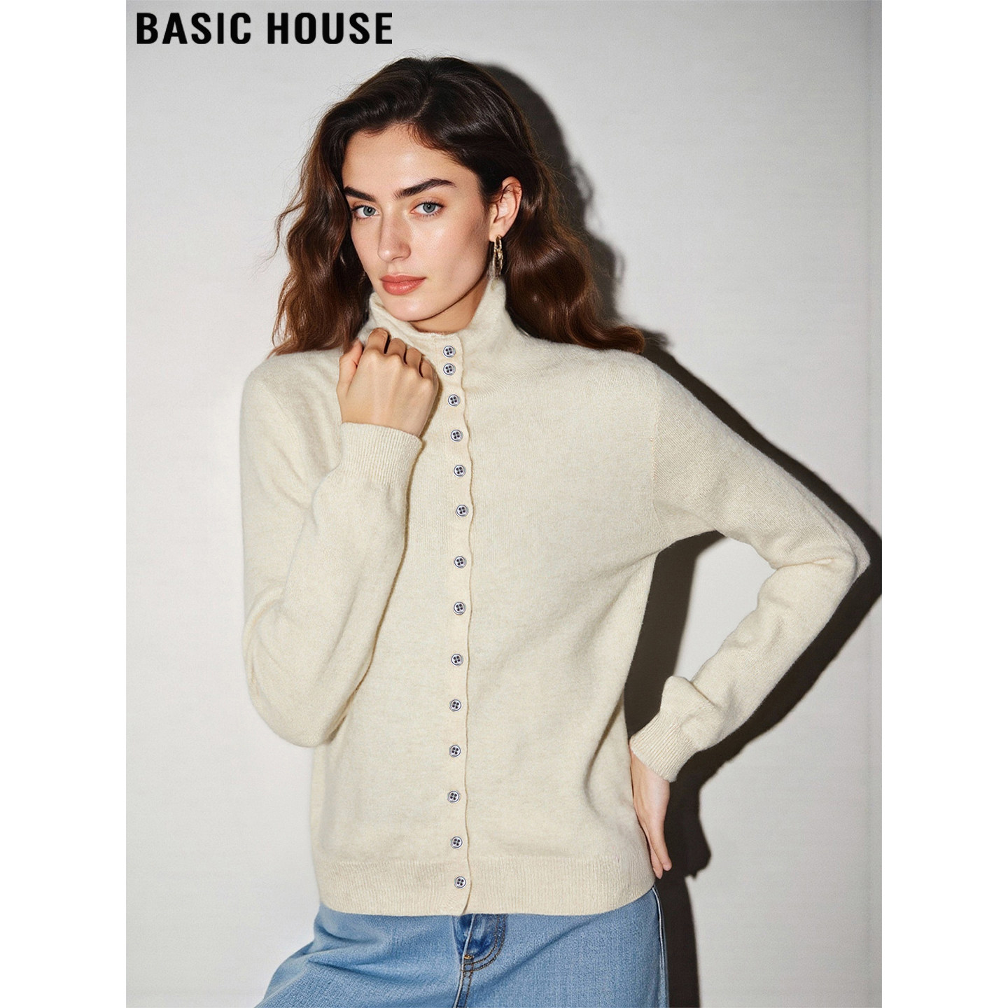 Basic House/百家好高级感高领羊绒针织衫女冬季修身软糯羊毛毛衣,女装/女士精品,羊绒衫,淘宝优惠券,粉丝福利购,淘宝优惠卷