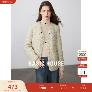 轻薄小香风羽绒服女 百家好羊毛粗花呢外套2023冬季 House Basic