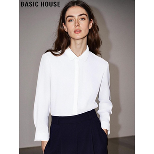 新款 Basic 女士2026春季 百家好白色叠穿衬衫 内搭POLO领衬衣 House