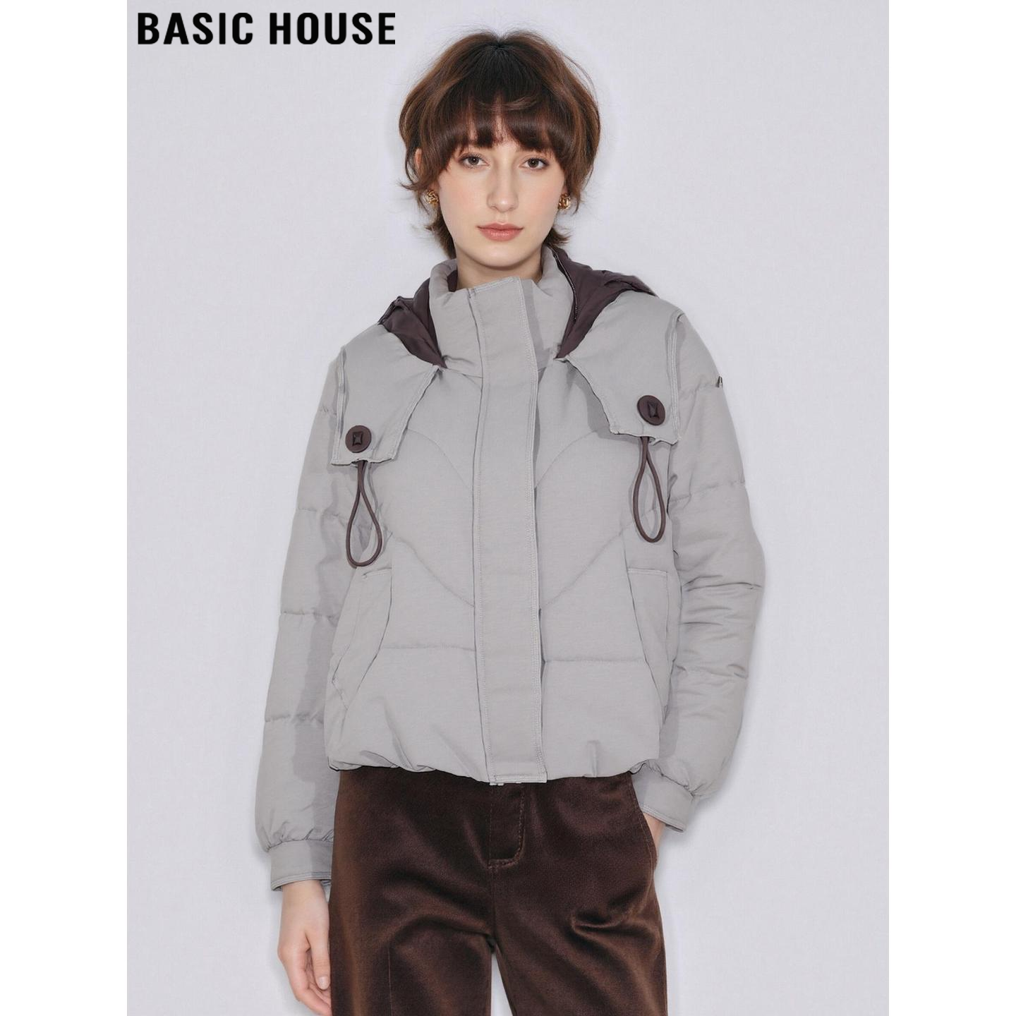 百家好高级感灰色加厚棉服外套女