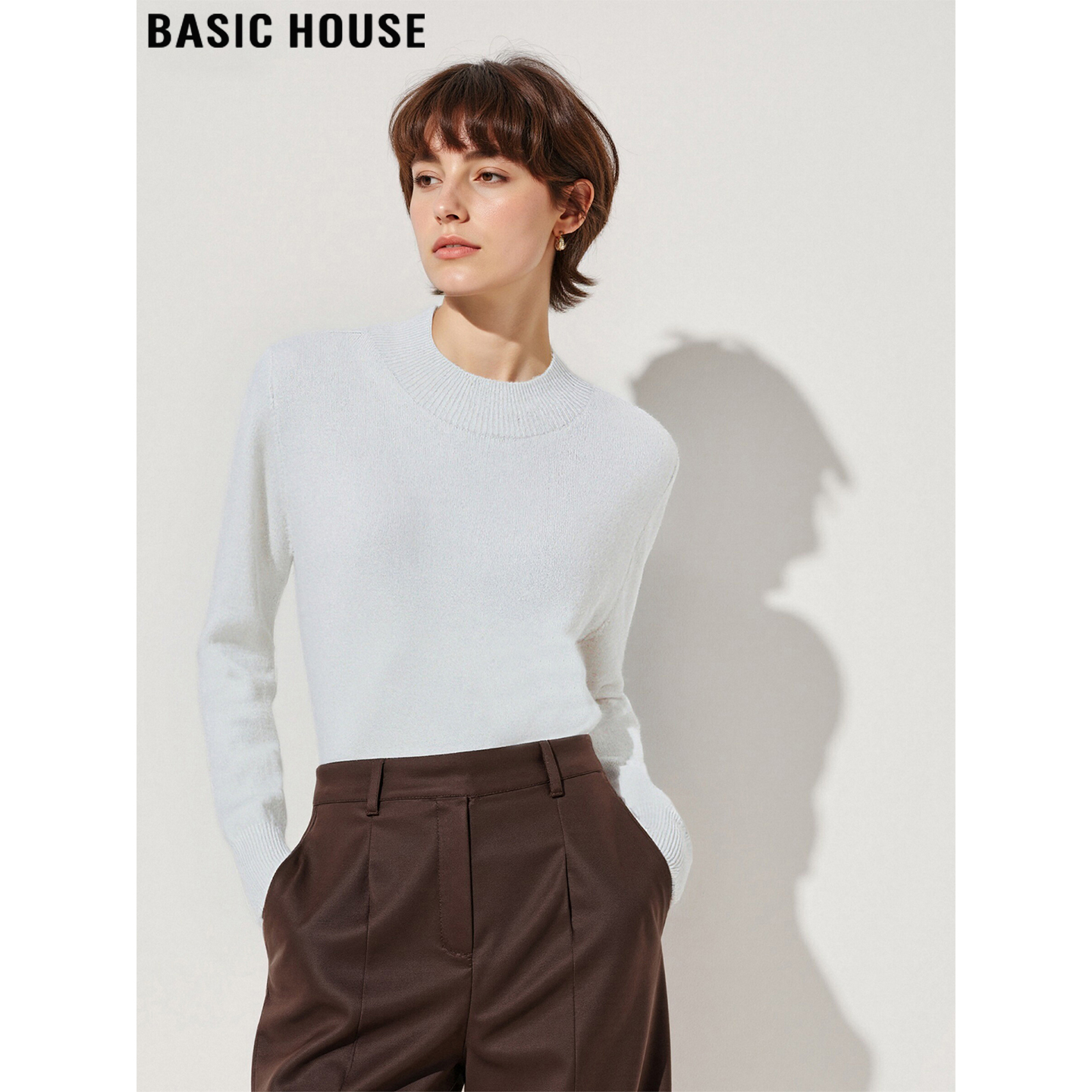 百家好100%羊毛衫圆领针织打底衫