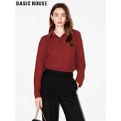 House 百家好红色POLO领衬衫 女士2026春季 Basic 新款 叠穿内搭上衣