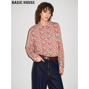 House 长袖 百家好复古港味印花衬衫 新款 翻领衬衣 女2026春季 Basic