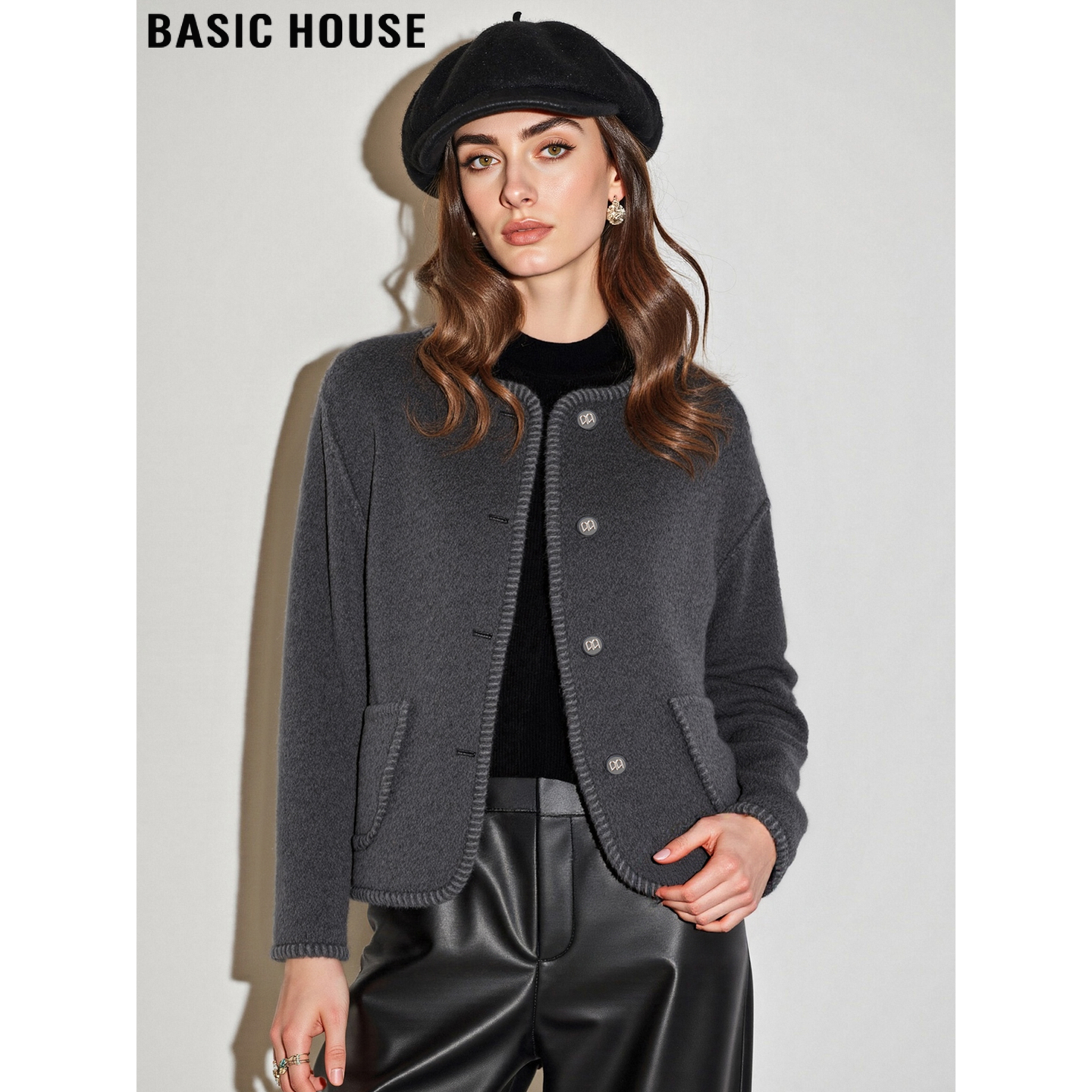 百家好绵羊毛双面呢子外套女冬季