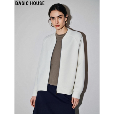 百家好美式杏色圆领加厚卫衣外套