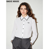 新款 Basic 翻领衬衣 撞色白色天丝衬衫 女2026春季 House 百家好法式