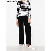 House 女冬季 百家好黑色窄版 Basic 加绒加厚休闲西装 裤 高腰直筒裤