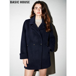 加厚中长款 百家好高级感毛呢外套女春季 羊毛呢子大衣 House Basic