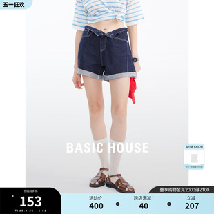 百家好宽松卷边牛仔短裤 新款 高腰显瘦热裤 女 House 夏季 Basic